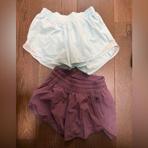 lululemon athletica Light Blue and Purple tracker Shorts, 4“ inseam